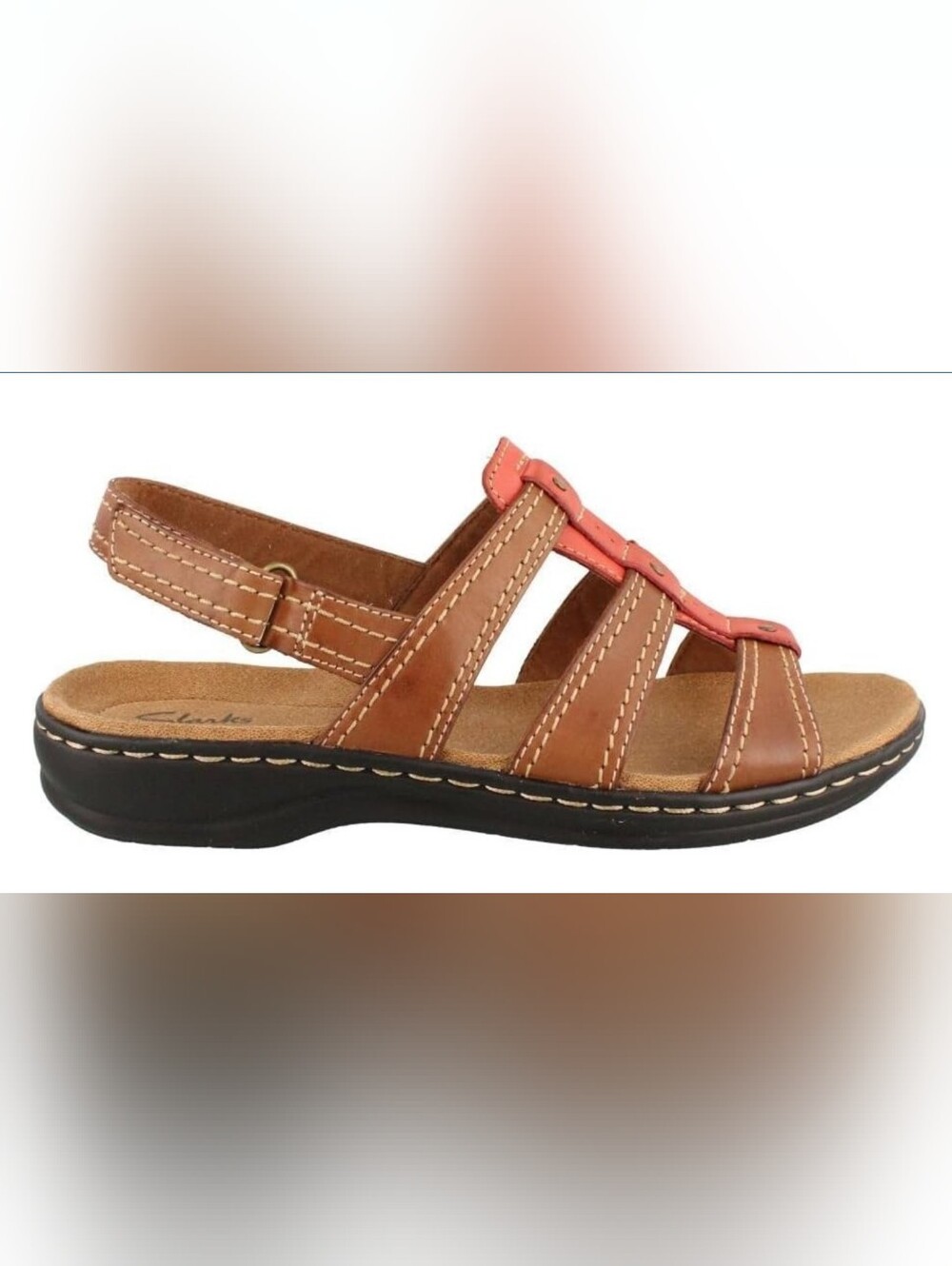 Clarks Leisa Daisy Tan Leather Slingback Sandals W 12